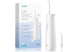 usmile Idropulsore Dentale Ultrasuoni con 4 Modalità e 3 Ugelli di Ricambio, Irrigatore Dentale senza Fili Professionale IPX7 Impermeabile per Cura Famiglia Cura Dentale
