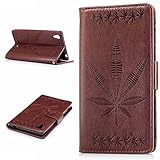 Sony Xperia T3 Case,BONROY® Sony Xperia T3 Maple leaf embossed pattern PU Leather Phone Holster Case, Flip Folio Book Case Wallet Cover with Stand Function, Card Slots Money Pouch Protective Leather Wallet Case for Sony Xperia T3