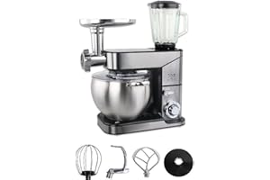 Royal Swiss Robot de Cuisine Multifonction 2000W – Bol Inox 12L, Blender 1,5L, Hachoir à Viande, Pétrin Planétaire, 6 Vitesses, Design Élégant – Robot Pâtissier Puissant et Polyvalent