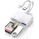 Coverzone Lightning ve USB-C SD TF Kart Okuyucu Adapt&ouml;r USB Girişli Kamera Bağlantı Aparatı OTG Desteği &Ccedil;oklu Hafıza Kartı Fo