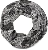 material blando styleBREAKER fular de tubo con estampado de periódico en apariencia desgastada vintage, chal, pañuelo, unisex 01017043, color:Gris claro