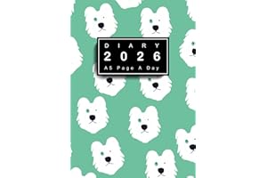2026 Diary A5 Page A Day: One Page Per Day to View Planner from January 2026 to December 2026, Dog Cover