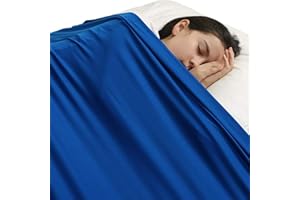 SZSMART Sensory Compression Sheet for Kids, Lycra Elastane Bed Sheet, Breathable Sensory Blanket to Relieve Stress for Children with Autism, Anxiety (Blue, Small/69x132cm)