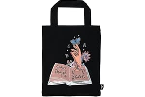 moses. 83353 Borsa per libri – Escape through a book, piccola borsa in cotone 1, regalo perfetto per libro, nero
