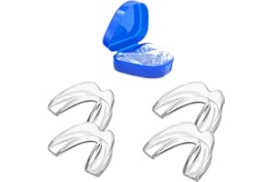 GUANGTOUL Mouth Guard for Grinding Teeth and Clenching, 4 Pack/2 Sizes Reusable Mouth Guard for Grinding Teeth Dental Night Guards to Prevent Bruxism, Improve Sleep Quality