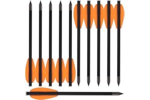 HUNTSPM 6,3" Carbon Schwere Pistole Armbrust Bolzen Pfeile,Mini Armbrustbolzen Carbon Armbrustpfeile Jagdpfeile mit scharfen Stahlspitzen für 50-110lbs Pistolenarmbrust Jagdziel Praxis