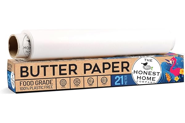 Honest Home Butter Paper Roll 21 Meters 40 GSM, 100% Non-Coated Easy Tear with Cutter for Air Fryer and Roti