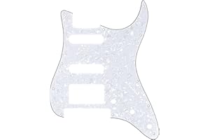 Musiclily Pro 11 Fori HSS Battipenna Strat Pickguard per Chitarra Elettrica Fender American/Mexican Standard Stratocaster con Floyd Rose Ponte Cut,4 strati White Pearl