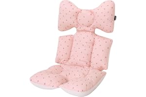 LAT LEE AND TOWN Baby Stroller Cushion Baby Pushchair Seat Liners Pram Liner Universal Cotton Baby Stroller Seat Liner Soft and Breathable 3D Air Mesh Cotton (Pink Cross)