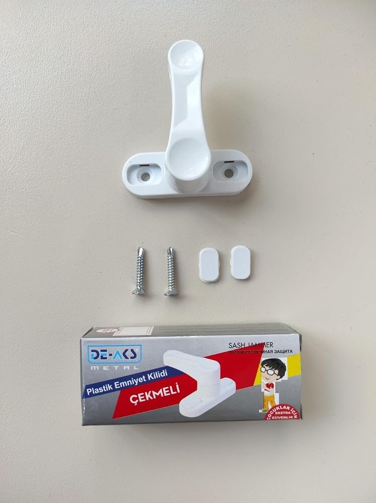 Bijutek Pvc Kapı Pencere Pimapen Çocuk Emniyet Kilidi Hırsız Güvenlik Mandalı Plastik (2 Adet) (beyaz)