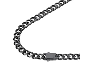 FindChic Chaîne Homme Acier Inoxydable Maille Gourmette Cubaine - Large 6/9 MM - Longueur 46/51/55/61/66/71/76 CM - Chaîne Miami Grosse Maille Chunky Steampunk pour Anniversaire noël