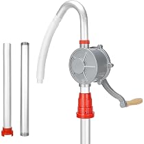 10 GPM Hand Crank Rotary Fuel Transfer Pump - Self-Priming Aluminum Gas/Oil Dispenser