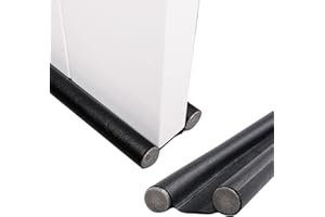 Jetisva 2 Pack 37 Inch Draft Excluder for Doors,Under Door Draught Excluder,Double Sided Foam Door Bottom Seal Strip Stopper,Front Door Draught Stoppers,Adjustable Black Twin Door Soundproofing