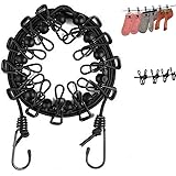 nuoshen Tragbare Wäscheleine, elastische verstellbare Wäscheleine Reisewäscheleine mit 12 Stück Klammern und 13 Stück Positio