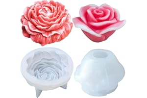 ‎JDH SILICONE Kerzen Silikonformen, 2 Stück 3D Silikonform Blumen Gießformen Kerzen, Kerzenform Silikon,Kerzen Formen Silikon für Seife,Kerzen,Kuchen,Blumenformen für Schokolade,Süßigkeiten,Gebäck,Dessert