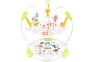 COSTWAY Jumperoo per Bambini, Centro attività Saltella con Altezza Regolabile, Gioco Saltellante con Sedile Girevole a 360°, Saltarello per Neonati con Luci e Suoni per Bambini 6+ Mesi (Giallo)