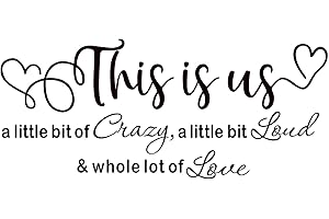 KIKI FANCY This is Us Crazy Loud Love Wall Stickers, Love Quote Wall Decal Quote Sticker Family Inspirational Quotes Wall Art Lettering Saying Wall Decal Art for Bedroom Living Room Office