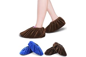 IUDWCG 2 Paires Surchaussures lavables Couvre-Chaussure Anti Glisse Réutilisables Antidérapant Chausson avec Flanelle pour Maison Le Ménage, et Bureau Informatique