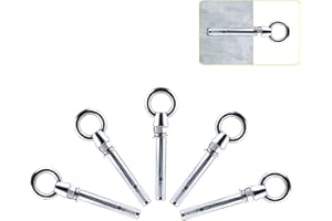 Eyourlife Boulons à Expansion 5 Pièces, M6 Goujon Ancrage, 304 Inoxydable Vis Crochet pour Fixation pour d'Anneau de Levage, Cheville Beton, Tendeur (œil)