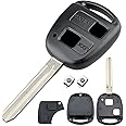 HooRLZ Toyota Key Fob Cover Replacement For Toyota Yaris Corolla Avensis RAV4 Celica Camry Echo Prado Remote Car Key Case Shell, 2 Button Toyota Key Fob Repair Kit - With Rubber Pad & Blade