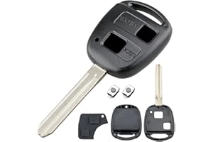 HooRLZ Toyota Key Fob Cover Replacement For Toyota Yaris Corolla Avensis RAV4 Celica Camry Echo Prado Remote Car Key Case Shell, 2 Button Toyota Key Fob Repair Kit - With Rubber Pad & Blade
