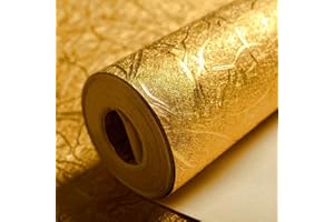 KeTian Nowoczesna luksusowa gruba wodoodporna złota tapeta, migoczący papier, rolka, do hotelu, baru, do dekoracji, kolor złoty, 53 cm x 10 m, 5,3 m2