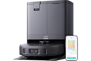 eufy X10 Pro Omni Aspirateur Robot avec Station, 8 000 Pa, Lavage et Séchage Automatique des Patins de Nettoyage, Système d'Autovidage, Autoremplissage, Contournement des Obstacles (Noir)