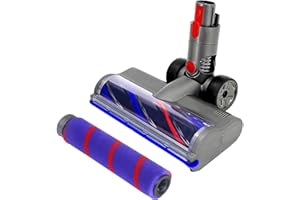 Asdazrxy Cepillo Compatible para Dyson V7 V8 V10 V11 V15, Cepillo Direct Drive Reemplazable, Cepillo Motorizado Eléctrico Turbo con Luz Led y Ruedas Grandes para Suelos Duros y de Madera
