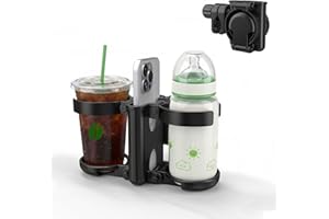 ‎ZEALSOUND ZealSound 3-in-1 Kinderwagen Getränkehalter, Faltbarer Doppel-Cupholder mit Handyhalter, Universaler Getränke- & Kaffeebecherhalter für Kinderwagen, Fahrräder, Rollstühle für ABC Design Cybex Hauck