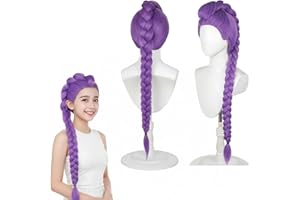 GENÉRICO Peluca De Cosplay Para Niños - Mujeres Y Hombres, Trenzas Moradas Accesorios Realistas Para Halloween, Fiestas y Carnaval