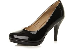 AJVANI Womens Ladies mid high Heel Platform Party Work Evening Party Prom Wedding Bridal Court Shoes Pumps Size.