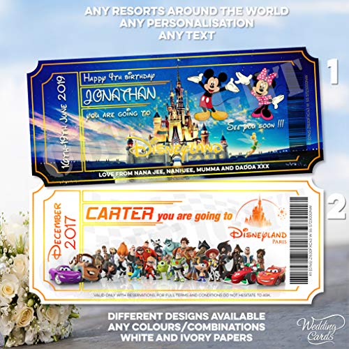 Wedding Cards Walt Disney World Florida Orlando Disneyland Paris Land - Cartera para Tarjetas de Visita, diseño con Texto en inglés All Characters