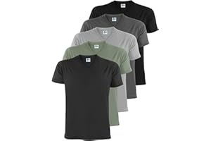 ALPIDEX T-Shirt Magliette da Uomo Confezione da 5 Scollo a V Shirt Cotone Manica Corta Basic Casual Tinta Unita S M L XL XXL 3XL 4XL 5XL