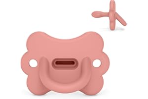 Suavinex, Sucette Tout Silicone, pour Bébé 6/18 Mois, avec Tétine Symétrique SX Pro, Réversible, Super Douce et Souple, Idéal Dormir, Respecte le Développement Buccodentaire, Butterfly, Peach Pink