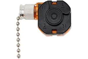 PEOSAARD Interrupteur de chaîne de traction du ventilateur plafond, 4 fil ventilateur vitesses à 3 vitesses Contrôle vitesse des pièces remplacement compatibles avec les ventilateurs plafond