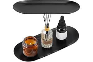 QINGZY 2 Stück Deko Tablett Edelstahl, Serviertablett Metall Oval 23 x 9,5 cm, Schmuck Tablett Klein, Ablageschale Keramik Schwarz für Desserts, Kosmetik, Schmuck, Kerzen, Schlüssel