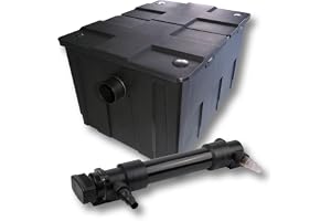 SunSun komplett set: CBF-550 dammfilter upp till 60 000 l dammfiltersystem som flödesfilter, CUV-636 dammklarare UVC-klarare med 36 watt UV-C-effekt