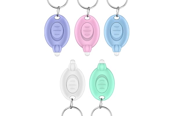 Pawfly Porte-clés LED 5 pièces, 12 lumens, mini lampe torche portable ultra-compacte, 5 coques colorées, pour extérieur, travail, camping et randonnée