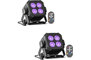 Oloaxolx 4 x 8W RGBW 4 en 1 LED Par Mini luces de escenario con DMX512, control por sonido, foco Par de 4/8 canales para hogar, fiestas, espectáculos y eventos (2 piezas)
