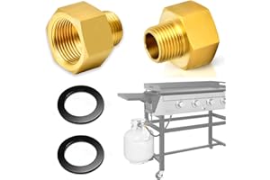 YEAPEAK 2 Stück Gasschlauch Adapter, Gasadapter 1/2 Auf 1/4, Gas Adapter, Mit Dichtung, Gasschlauchverbinder Aus Messing, Für Gaskocher, Hockerkocher, Campingkocher