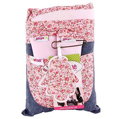 Minene Pushchair Liner and Strap Set (Pink / Floral Trim)