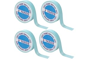 HEQISHUN 4 Pack Lace Front Wig Support Tape, 12 Yards Wig Blue Tape for Toupees, Double Sided Adhesive Roll Sticky Tape for Hair Extensions and Hairpieces