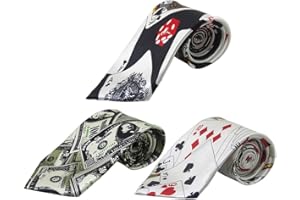 SOIMISS 3 Stücke Spielkarten Krawatten, Poker Krawatte, Magier Krawatte für Herren Party Kostüm Anziehzubehör (Weiß)