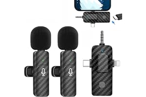 LITTLE TIKES Kabelloses Lavalier-Mikrofon, Professionelles Ansteckmikrofon für iPhone/Android/Kamera, Plug & Play mit Rauschunterdrückung, USB-C, für Videoaufnahmen, Vlogs, TikTok, YouTube - 2 Mikrofone