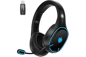 YOTMS Wireless Gaming Headset, 2.4Hz USB Connection Gaming Headphone, Bluetooth Headset with Mic, USB Dongle for PS4/PS5/Switch/PC, Bluetooth for Phone/Tablet/Laptop , 2.4GHz Ultra-Low Latency, 7.1 Stereo