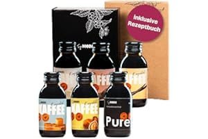 ‎TRY MOIN TryMoin – Probier- und Geschenkset – 6 Flaschen Kaffeekonzentrat mit Kaffeesirup inkl. Rezeptbuch, Eiskaffee auf Barista Niveau, Kaffee-Geschenk-Set, Kaffee-Sirup-Set, 65 Kaffees