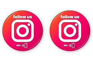 EINFACHSACHEN Pegatinas Instagram NFC, 2 unidades, editable y reutilizable, 3 cm, sin contacto, para tiendas, eventos y profesionales creativos