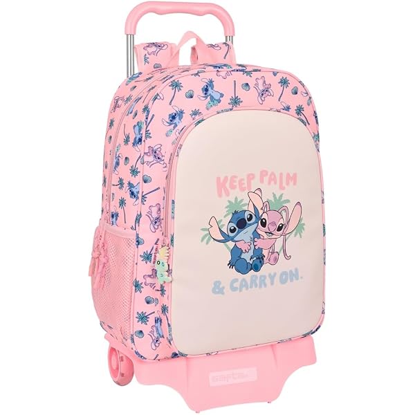Sac à Dos Enfant Safta Stitch Beach Avec Chariot - 26x11x34 Cm, Rose Pastel, Léger Et Spacieux - 8