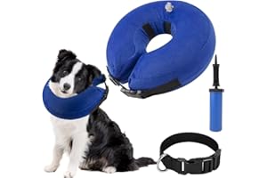 SlowTon Inflatable Dog Recovery Collars Cones, Soft Comfy Quick Release Donut Collar for After Surgery, Prevent Dogs from Touching Stitches Biting Licking Wound, Does Not Block Vision