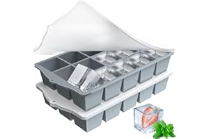 ZUIMENG Bac a Glacon avec Couvercle, Glacons Moule en Silicone Sans BPA, Bac à Glaçons Empilable pour Cocktail Whiskey Bebe Puree (Gris, 2 Pièces)